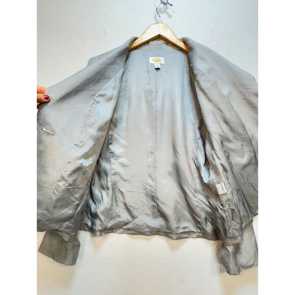 Talbots Womens One-Button Blazer Jacket Size 10 Gray Silk Blend Formal Classic - Picture 5 of 12